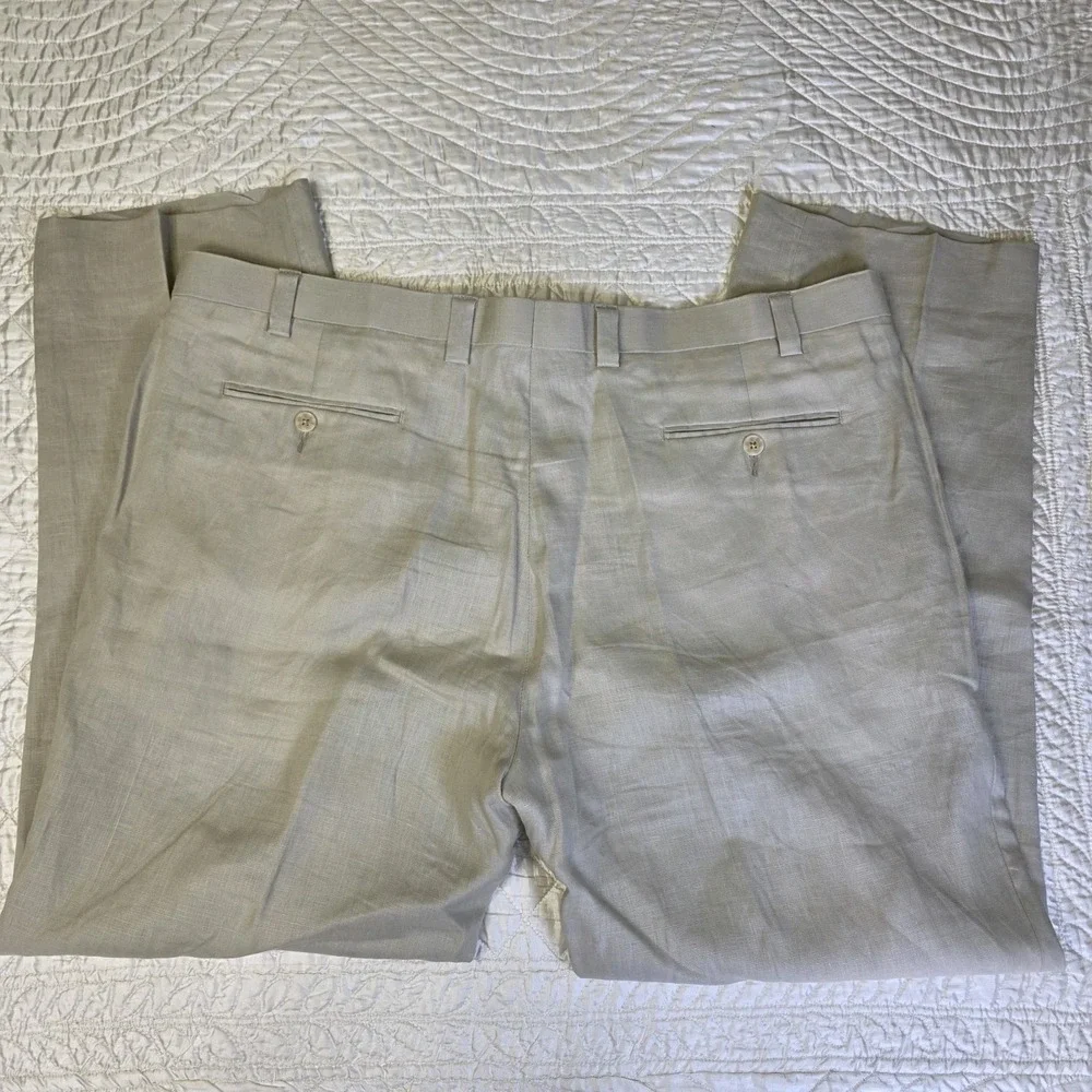 Calvin Klein Pants Mens 42R 100% Linen Beige Beach Straight Pockets‎ Classic